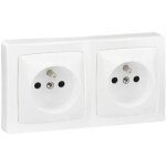 Double prise de courant avec terre appareillage saillie vertical blanc legrand 097368