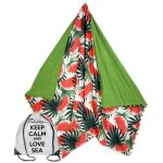 Double serviette de plage kikoy pastque verte en coton et ponge avec keep backpack