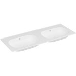 Double vasque � encastrer en r�sine effet pierre - blanc - l120 x l46 cm - atiwa