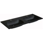 Double vasque � encastrer en r�sine effet pierre - noir - l120 x l46 cm - atiwa