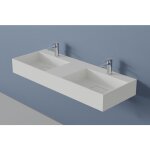 Bernstein - double vasque murale en fonte min�rale twg231 - blanc mat - largeur s�lectionnable 122 cm ...