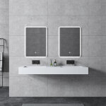 Double vasque � poser ou a suspendre twg16, en fonte min�rale - 153x45x15cm - couleur en option blanc ...