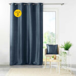 Douceur d'int�rieur - lot de 2 rideaux effet soie 140 x 240 cm shana bleu marine