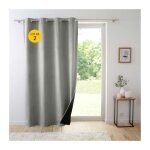 Douceur d'int�rieur - lot de 2 rideaux isolant thermique a oeillets 140 x 260 cm velours relief polarchic ...