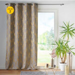 Douceur d'int�rieur - lot de 2 rideaux � occultant 140 x 260 cm � oeillets imprim� m�tallis� lyra taupe ...
