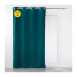 Douceur d'int�rieur - lot de 2 rideaux tamisant � oeillets 140 x 260 cm velours relief velouriane p�trole ...