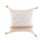 Douceur d'intrieur - coussin dhoussable  pompons jute 'bahina' - 40x40cm - naturel