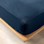 Douceur d'int�rieur - drap housse 180x200 cm - coton bio - bleu nuit