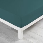 Douceur d'intrieur - drap housse 2 personnes 160 x 200 x 30 cm linette coton lav 57 fils ptrole