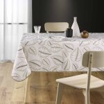 Nappe antitache rectangulaire 150x240 cm - feuilles - beige