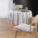Nappe coton ronde - diam�tre 180 cm - rayures - beige
