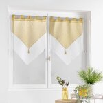 Paire de voilages double en pointe jaune 60x120 cm Paire de voilages double en pointe jaune 60x120 cm