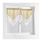Paire de voilages double en pointe jaune 60x120 cm