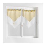 Paire pompon passants 2 x 60 x 160 cm voile double sable duetto miel / blanc Paire pompon passants 2 x 60 x 160 cm voile double sable duetto miel / blanc