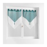 Paire pompon passants 2 x 60 x 160 cm voile double sable duetto petrole / blanc Paire pompon passants 2 x 60 x 160 cm voile double sable duetto petrole / blanc