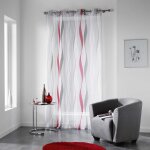 Voilage imprim� ruban ondul� rouge 140x240 cm