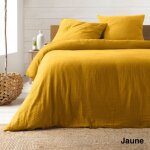 Douceur d'intrieur - parure de lit en gaze de coton 240 x 220 cm - jaune