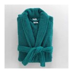 Douceur d'int�rieur - peignoir mixte �ponge col ch�le uni ? tendresse 500 g / m� - vert emeraude