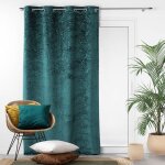 Douceur d'int�rieur - rideau occultant � oeillets 140 x 240 cm en velours relief analia p�trole
