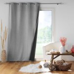 Homemaison - rideau isolant doublé polaire gris clair 140x260 cm Homemaison - rideau isolant doublé polaire gris clair 140x260 cm