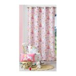 Rideau a oeillets 140 x 260 cm polyester imprime princesse licorne rose
