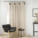 Douceur d'int�rieur - rideau tamisant 140 x 240 cm en polycoton + pompons cyrine beige