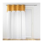 Douceur d'int�rieur - voilage grande hauteur 140 x 280 cm voile sabl� + haut velours evie ocre