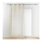 Bricoline - voilage grande hauteur a oeillets 140 x 280 cm voile sable imprime pandore blanc