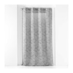 Bricoline - voilage a oeillets 140 x 240 cm effet lin tiss� fils coup�s zebra anthracite