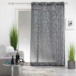 Douceur d'int�rieur - voilage a oeillets 140 x 240 cm imprim� m�tallis� artyline anthracite / argent