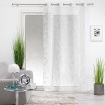 Douceur d'int�rieur - voilage a oeillets 140 x 240 cm en voile imprim� m�tallis� artyline blanc / argent ...