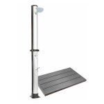 Le poisson qui jardine - douche 35 litres solaire pour piscines, campings, avec plancher. - argent