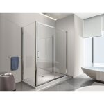 Douche de 6 mm avec deux parois fixes et une porte coulissante (receveur de douche non inclu) - 87, 5 ...