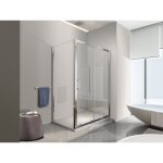 Nala - douche de 6 mm avec un paroi fixe laterale et une porte coulissante (receveur non inclu) - 87, ...
