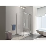 Nala - douche de 8 mm h. 190 avec un paroi fixe et une porte coulissante (receveur non inclu) - 80 fixe ...