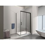 Douche d'angle avec paroi latérale fixe et porte frontale avec fermeture douce amortie h 200 8 mm cadre ... Douche d'angle avec paroi latérale fixe et porte frontale avec fermeture douce amortie h 200 8 mm cadre ...