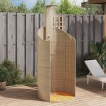 Vidaxl - douche d'extrieur beige 100x100x241, 5cm poly rotin bois acacia