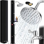Douche solaire 40 - 60 litres douche solaire de jardin eau chaude max. 60°c avec support de douche métallique ... Douche solaire 40 - 60 litres douche solaire de jardin eau chaude max. 60°c avec support de douche métallique ...