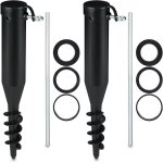 Douille de sol en lot de 2, pied de parasol  visser, adaptateurs 40 - 52 mm, plastique, vis de terre, ...