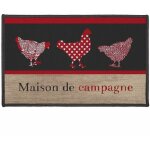 Tapis antid�rapant - 50 x 80 cm - poules - rouge