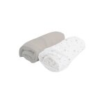 Doux nid - lot de 2 draps housse blanc pois / perle 70x140 cm