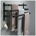 Dpzo - porte - serviettes de salle de bain : porte - serviettes mural adh�sif noir pour douche et cuisine, ...