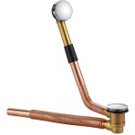 Drain de baignoire � c�ble complet avec siphon r�glable, cuivre, r�gler et oublier