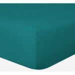 Le linge de jules - drap - housse 100% coton 57 fils vert turquoise - 180 x 200 cm - bonnet 30 cm