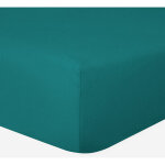 Drap - housse 100% coton 57 fils vert turquoise - 80 x 200 cm - bonnet 30 cm