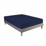 Terre de nuit - drap housse 100% coton bleu marine - bonnet 27 cm 120x190 Terre de nuit - drap housse 100% coton bleu marine - bonnet 27 cm 120x190