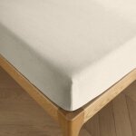 Drap housse 140 x 190 cm bonnet 30 cm  pr�mium  pour lit 2 places - pr�mium sable
