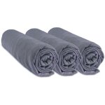 Drap housse 70x160 cm b�b� coton jersey gris (lot de 3)