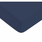 Future home - drap housse en coton 57 fils uni bonnet 25cm bleu 140x200cm
