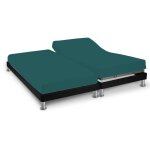Drap housse bleu canard pour lit articul jersey extensible 2x80x200